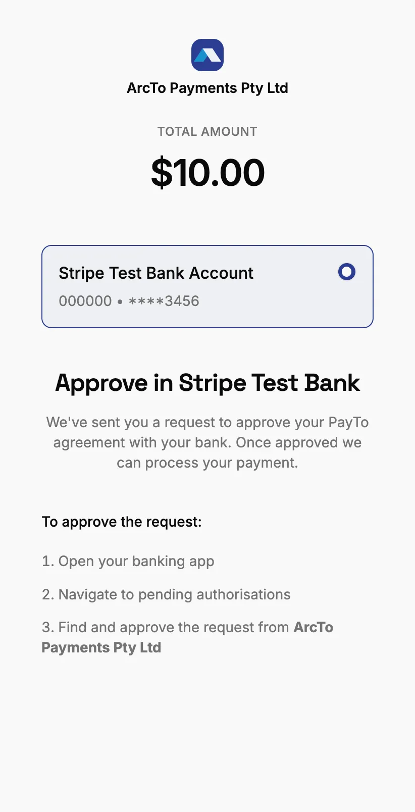 Approve the PayTo request