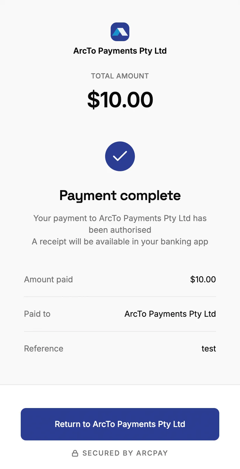 Payment receipt